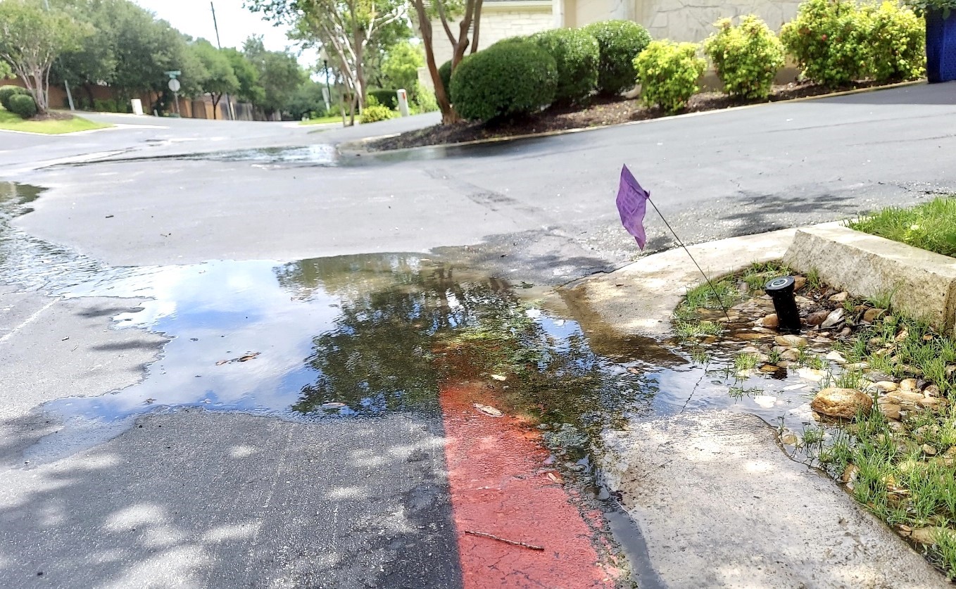 Water waste from damaged irrigation system